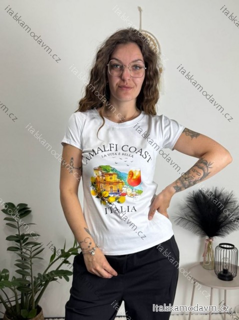 Tričko krátky rukáv dámske (S/M ONE SIZE) TALIANSKA MÓDA IMM23BR2415-14/DUR