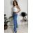 Nohavice letní s opaskom dámske (S/M/L ONE SIZE) TALIANSKA MÓDA IM426001357/DUR svetlo modrá S/M/L