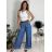 Nohavice letní s opaskom dámske (S/M/L ONE SIZE) TALIANSKA MÓDA IM426001357/DUR svetlo modrá S/M/L