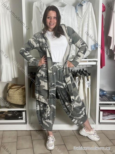 Cardigan s kapucňou dámsky maskáčoch nadrozměr (44/46/48 ONE SIZE) TALIANSKÁ MÓDA IM5260006/DUR