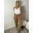 Nohavice dlhé letné dámske AVA (M/L ONE SIZE) TALIANSKA MÓDA IMD24054/DUR M / L svetlo béžová