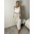 Nohavice puntíkaté oversize s opaskom dámske (S/M/L ONE SIZE) TALIANSKA MÓDA IMWTM260006/DUR S/M/L hnedá