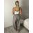 Nohavice puntíkaté oversize s opaskom dámske (S/M/L ONE SIZE) TALIANSKA MÓDA IMWTM260006/DUR S/M/L hnedá