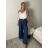 Nohavice proužek opaskom dámske (S/M/L ONE SIZE) TALIANSKA MÓDA IMWTM260007/DUR S/M/L tmavo modrá