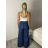 Nohavice proužek opaskom dámske (S/M/L ONE SIZE) TALIANSKA MÓDA IMWTM260007/DUR S/M/L tmavo modrá