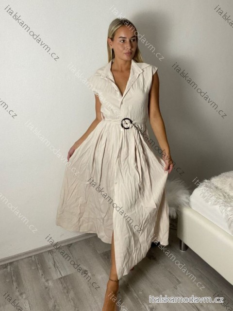 Šaty dlhé košeľové rukávu dámske (S/M/L ONE SIZE) TALIANSKA MÓDA IMM2612357/DUR