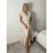 Šaty dlouhé košilové bez rukávu  dámské (S/M/L ONE SIZE) ITALSKÁ MÓDA IMM2612357/DUR S/M/L hnědá