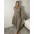 Šaty dlouhé košilové bez rukávu  dámské (S/M/L ONE SIZE) ITALSKÁ MÓDA IMM2612357/DUR S/M/L hnědá