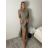 Šaty dlouhé košilové bez rukávu  dámské (S/M/L ONE SIZE) ITALSKÁ MÓDA IMM2612357/DUR S/M/L hnědá