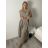 Šaty dlouhé košilové bez rukávu  dámské (S/M/L ONE SIZE) ITALSKÁ MÓDA IMM2612357/DUR S/M/L hnědá