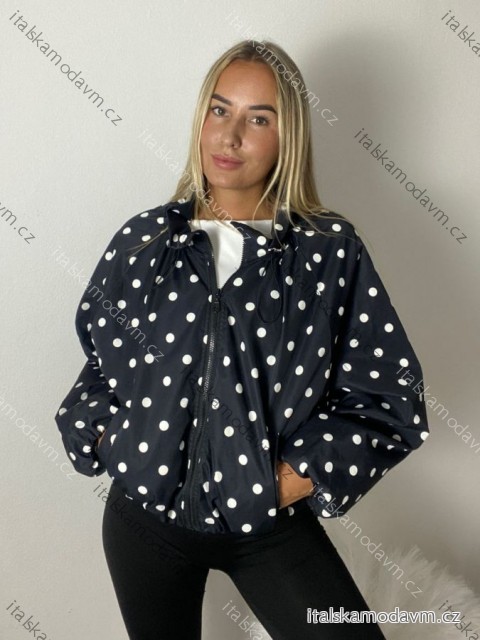 Bunda lehká šusťáková puntíkatá oversize dlhý rukáv dámska PIHU (S/M/L /XL ONE SIZE) TALIANSKA MÓDA IMWTM260008/DUR S / M / L / XL čierna