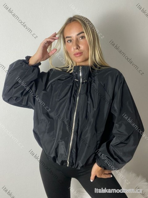 Bunda lehká šusťáková oversize dlhý rukáv dámska PARI (S/M/L /XL ONE SIZE) TALIANSKA MÓDA IMWTM260009/DUR S / M / L / XL čierna