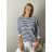 Mikina oversize stahovací tenká jarní dámská proužek (S/M/L ONE SIZE) ITALSKá MóDA IM518226/DUR M/L bílá