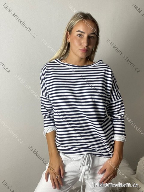 Mikina oversize stahovací tenká jarní dámská proužek (S/ML ONE SIZE) TALIANSKÁ MÓDA IM518226/DUR