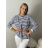 Mikina oversize stahovací tenká jarní dámská proužek (S/M/L ONE SIZE) ITALSKá MóDA IM518226/DUR M/L bílá