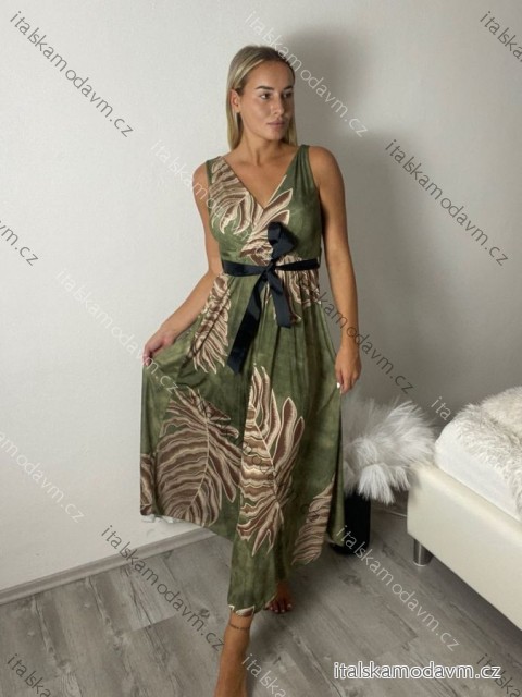 Šaty dlhé letné icecool bez rukávov dámske (S/M/L ONE SIZE) TALIANSKA MÓDA IMM23M2132-23/DUR M / L zelená khaki