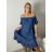 Letní šaty carmen dámské (S/M/L ONE SIZE) ITALSKÁ MÓDA IMHMM260002/DUR S/M/L středně modrá