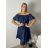 Letní šaty carmen dámské (S/M/L ONE SIZE) ITALSKÁ MÓDA IMHMM260002/DUR S/M/L tmavě modrá