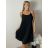 Šaty krátké letí na ramínka dámské AYGA (S/M/L ONE SIZE) ITALSKÁ MÓDA IM9260002/DUR S/M/L Černá