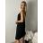 Šaty krátké letí na ramínka dámské AYGA (S/M/L ONE SIZE) ITALSKÁ MÓDA IM9260002/DUR S/M/L Černá