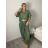 Souprava letní kalhoty dlouhé a košile krátký rukáv dámská KLAUDI  (M/L/XL ONE SIZE) ITALSKÁ MÓDA IMWBJ260002/DUR M/L Černá