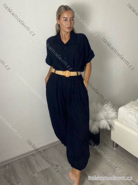 Souprava letní kalhoty dlouhé a košile krátký rukáv dámská KLAUDI  (M/L/XL ONE SIZE) ITALSKÁ MÓDA IMWBJ260002/DUR M/L Černá
