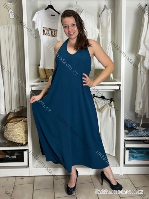 Šaty dlouhé letní bez rukávu dámské ELISA (S/M/L ONE SIZE) ITALSKÁ MÓDA IMC262556/DUR S/M/L modrá petrolejová