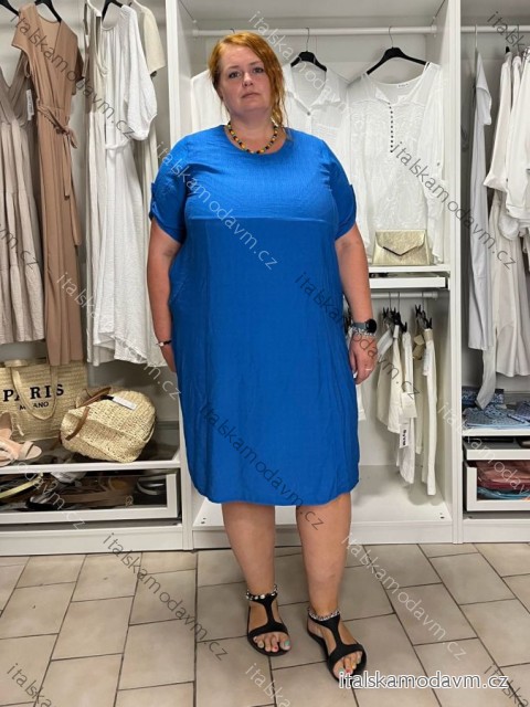 Šaty dlhé letné krátky rukáv dámske nadrozmer (46/48/50 ONE SIZE) TALIANSKA MÓDA IM426166/DUR