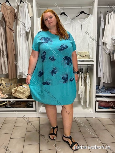 Šaty voľnočasové letné krátky rukáv dámske nadrozmer PEALA (52/54/56 ONE SIZE) TALIANSKA MÓDA IMSM26335/DUR