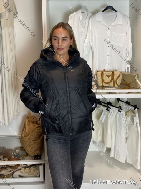 Bunda na zip dlouhý rukáv dámská  (S/M/L,XL,XXL) ITALSKÁ MÓDA PMWSW26B6102-1 XXL Černá
