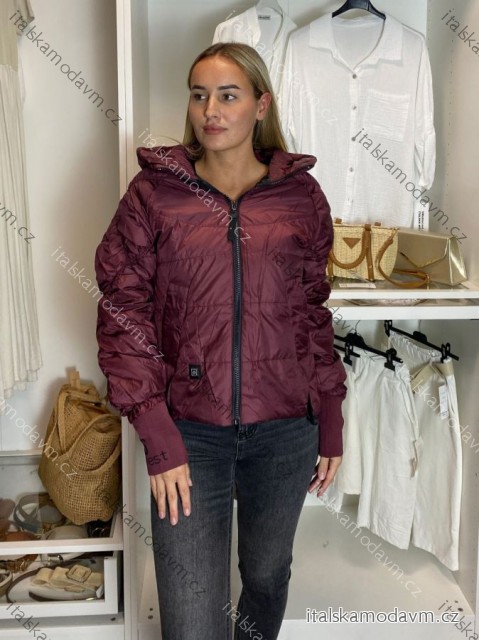 Bunda na zip dlouhý rukáv dámská  (S/M/L,XL,XXL) ITALSKÁ MÓDA PMWSW26B6102-1 XXL vínová