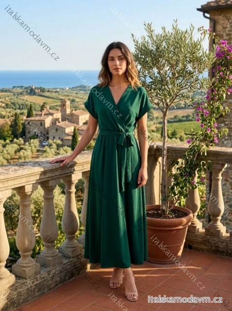 Šaty dlhé letné krátky rukáv dámske (M/L/XL ONE SIZE) TALIANSKA MÓDA IMC26153