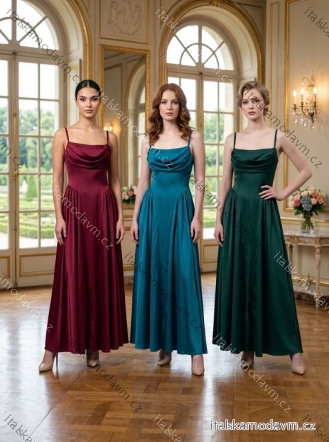 Šaty elegantné na ramienka dámske (XS/S/M) TALIANSKA MÓDA IM326101 XS/S/M modrá petrolejová