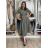 Šaty dlouhé košilové 3/4 dlouhý rukáv dámské KLEO (S/M/L ONE SIZE) ITALSKÁ MÓDA IMSM2600018/DUR S/M/L světle hnědá