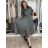 Šaty dlouhé košilové 3/4 dlouhý rukáv dámské KLEO (S/M/L ONE SIZE) ITALSKÁ MÓDA IMSM2600018/DUR S/M/L světle hnědá