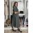 Šaty dlouhé košilové 3/4 dlouhý rukáv dámské KLEO (S/M/L ONE SIZE) ITALSKÁ MÓDA IMSM2600018/DUR S/M/L světle hnědá