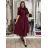 Šaty dlouhé košilové 3/4 dlouhý rukáv dámské KLEO (S/M/L ONE SIZE) ITALSKÁ MÓDA IMSM2600018/DUR S/M/L světle hnědá