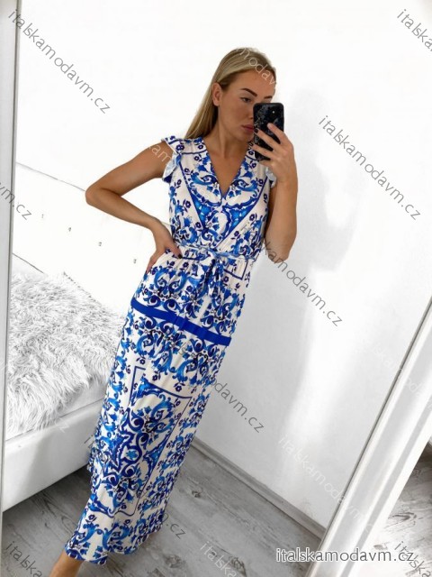 Šaty letné dlhé icecool bez rukávov dámske (S/M ONE SIZE) TALIANSKA MÓDA IMM23M949/DUR modrá