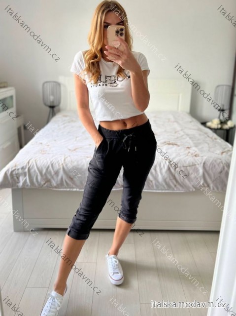 Kalhoty 3/4 letní strečové dámské (S/M/L ONE SIZE) ITALSKÁ MÓDA IM424STELA/DU