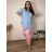 Košeľa mušelínová dlhý rukáv dámska nadrozměr ADIGE (50/52/54 ONE SIZE) TALIANSKA MÓDA IM424299/DUR stř. modrá 50/52/54