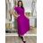 Šaty dlouhé letní skládané krátký rukáv dámské ZUZA (S/M/L ONE SIZE) ITALSKÁ MÓDA 	 IMD251761/DUR fuchsiová S/M/L
