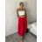 Sukně dlouhá s páskem dámská (S/M/L ONE SIZE) ITALSKÁ MÓDA IMM25M7755/DUR červená S/M/L