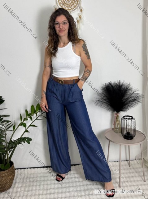 Kalhoty letní s páskem dámské (S/M/L ONE SIZE) ITALSKÁ MÓDA IM426001357