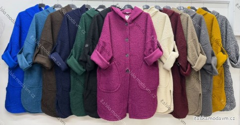 Kabát zimný na gombíky dlhý rukáv dámsky nadrozmer (46/48/50 ONE SIZE) TALIANSKA MÓDA IM4260247