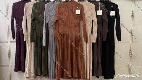 Šaty svetrové dlouhý rukáv dámské (S/M/L ONE SIZE) ITALSKÁ MÓDA IMC260239