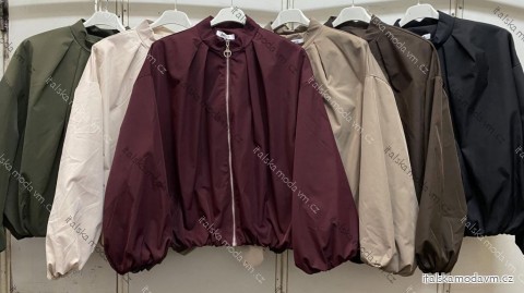 Bunda bomber na zip dlouhý rukáv dámská nadrozměr (42/46/48 ONE SIZE) ITALSKÁ MÓDA IMC260234