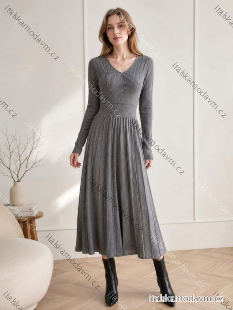 Šaty svetrové dlouhý rukáv dámské oversize (S/M/L ONE SIZE) ITALSKÁ MÓDA IMC260238