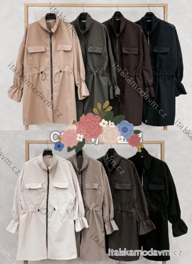 Bunda parka na zip dlouhý rukáv dámská nadrozměr (44/46 ONE SIZE) ITALSKÁ MÓDA IMC260250