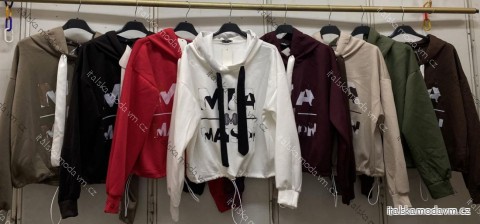 Mikina s kapucí dlouhý rukáv dámská (XL/XXL ONE SIZE) ITALSKÁ MÓDA IMC260262
