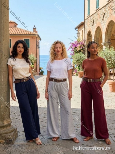 Kalhoty máselko elegantní s páskem dámské (44/46/48 ONE SIZE) ITALSKá MóDA IM4260311
